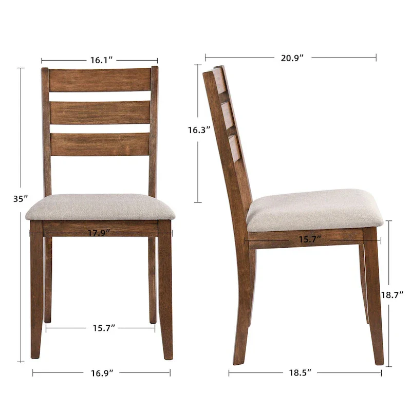 5-Piece Solid Wood 47L Dining Table Sets (1 Table+ 4 Slat Back Chairs)