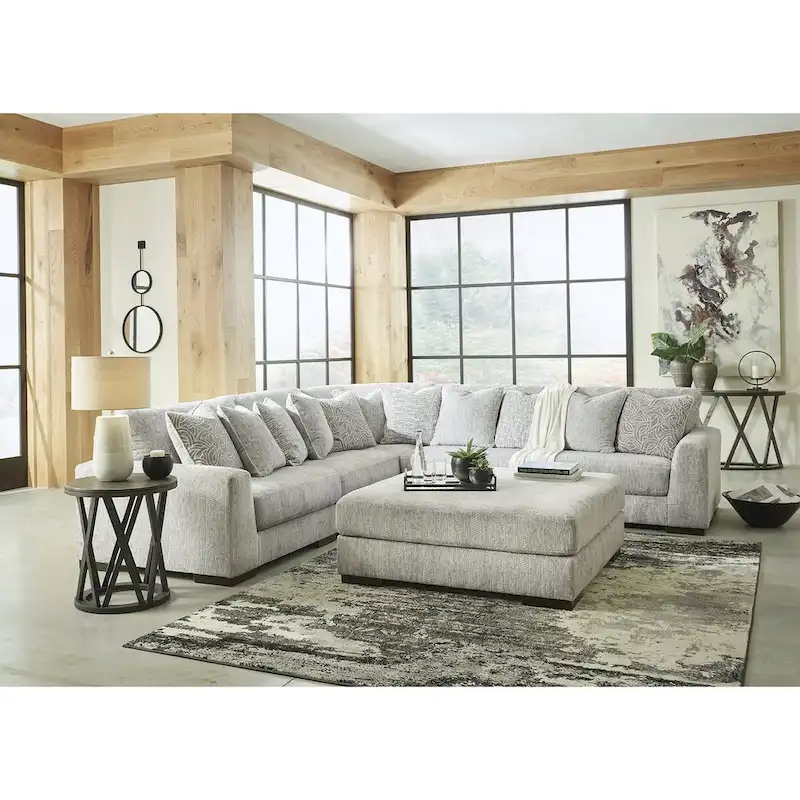 Regent Park Pewter 6-Piece Upholstery Package - 132   W x 132   D x 39   H