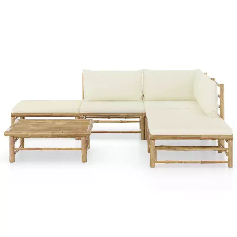 vidaXL Patio Lounge Set 6 Piece Sectional Sofa with Cushions Solid Wood Pine