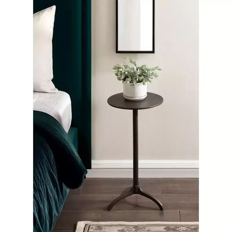 Kate and Laurel Henshall Metal Round Side Table, Bronze, 12x12x24