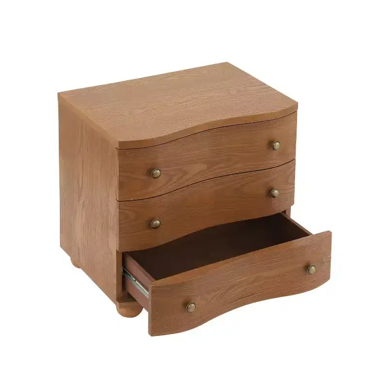 Christopher Knight Home Chaeryeong Modern Wooden 3-Drawer Nightstand with Curved Front Design