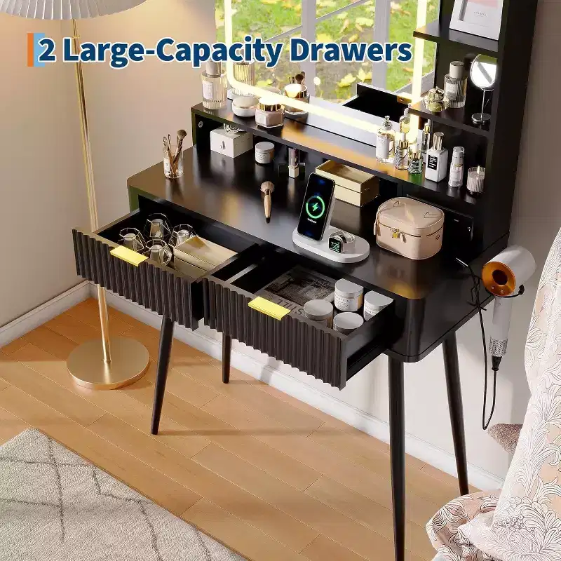 31.5 Makeup Vanity Desk, Dressing Table with 2 Drawers, Makeup Desk for Bedroom Storage and Organization