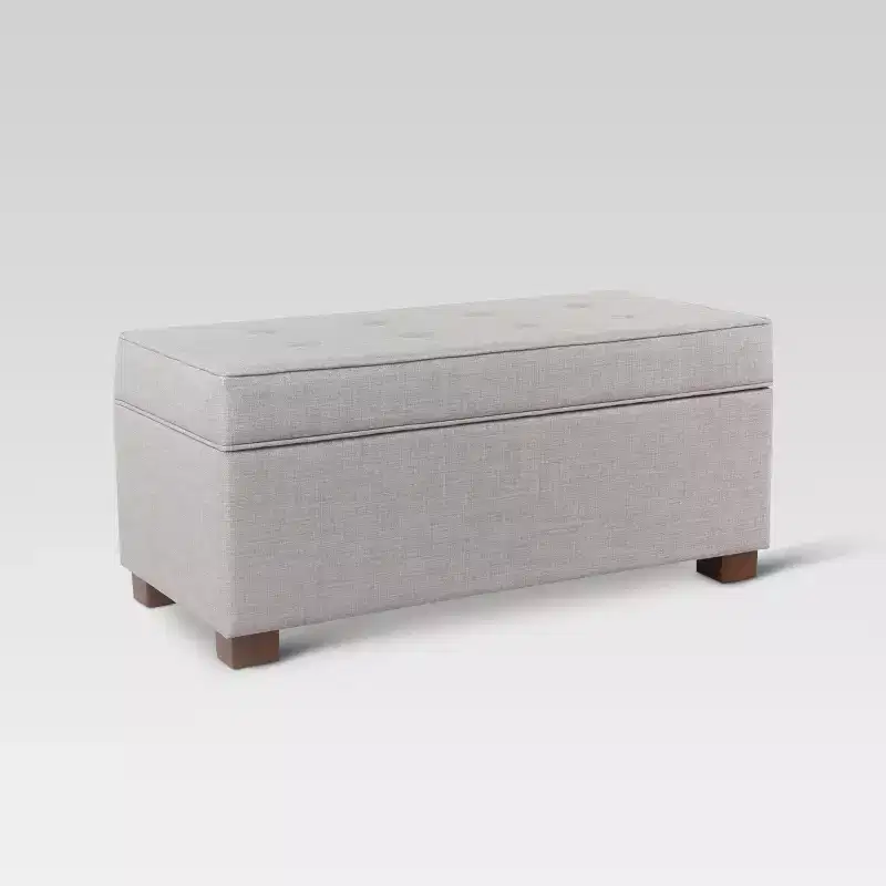Shelton Tufted Top Storage Ottoman - Gray - Threshold™: Upholstered Rectangular Furniture with Lid
