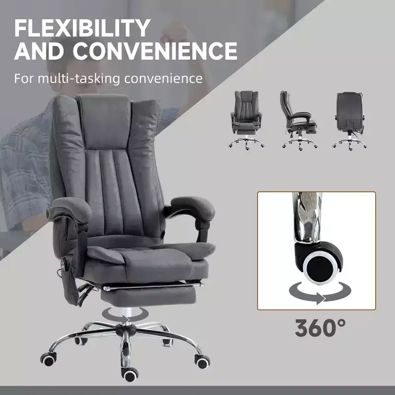 Massage Office Chair with 6 Points and Heat, Reclining Computer Chair with Adjustable Height and Footrest
