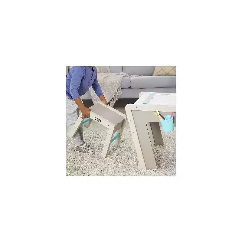 HomeStock 2-in-1 Kids Easel and Art Table with Adjustable Height, Stools and Storage for Creative Play