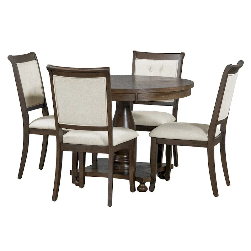Lak Retro 5-Piece Dining Sets with Upholstered Chairs by GDFStudio