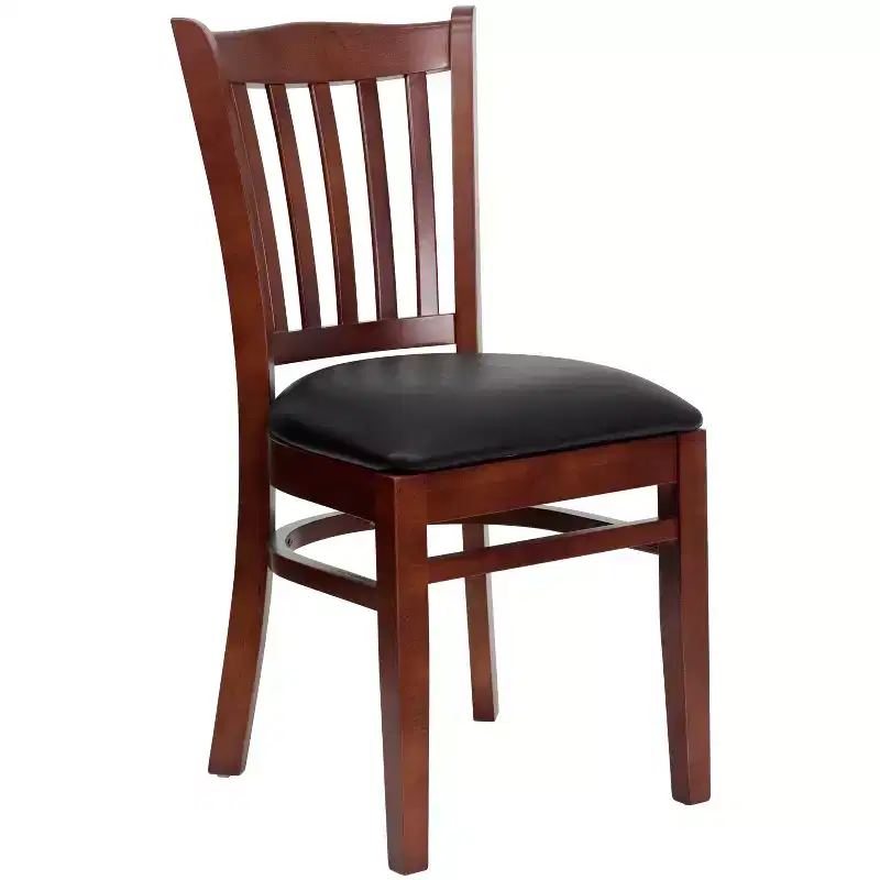 Vertical Slat Back Wooden Restaurant Chair