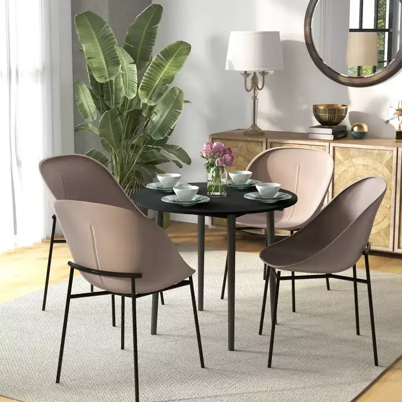 HOMCOM Folding Dining Table, Collapsible Drop Leaf Table for Small Spaces, Round Foldable Kitchen Table with Wooden Legs