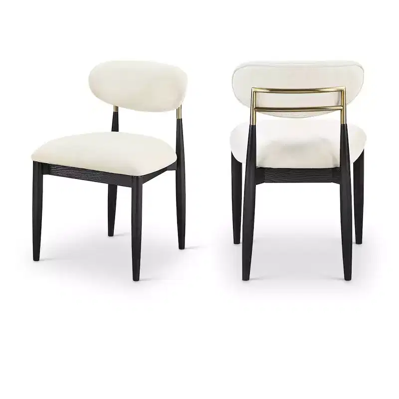 Meridian Furniture Riccio Cream Performance Fabric Upholstered Dining Side Chair, Set of 2