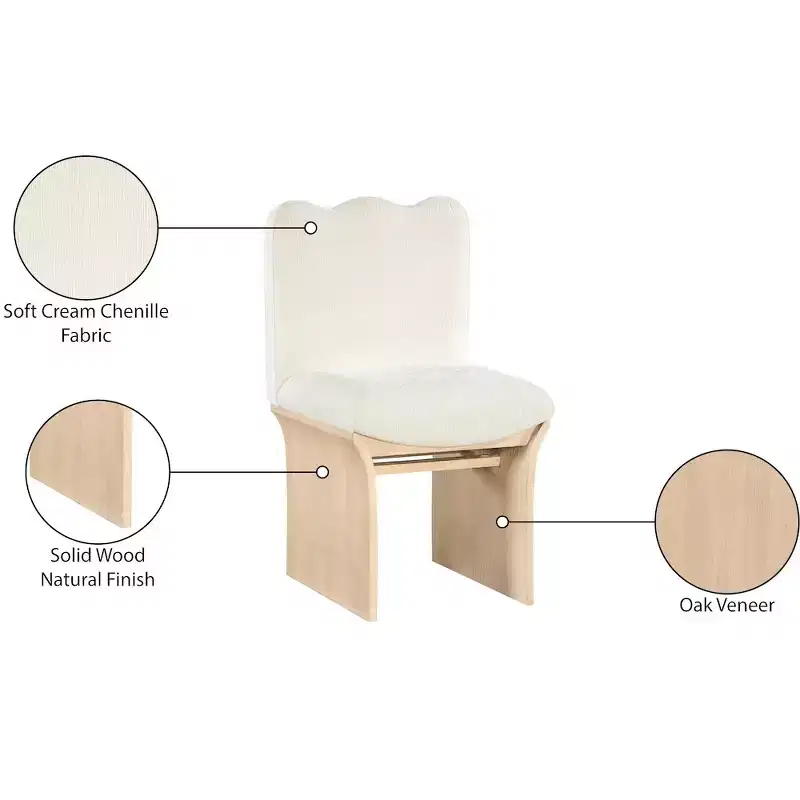 Shaw Cream Chenille Fabric Upholstered Dining Chair