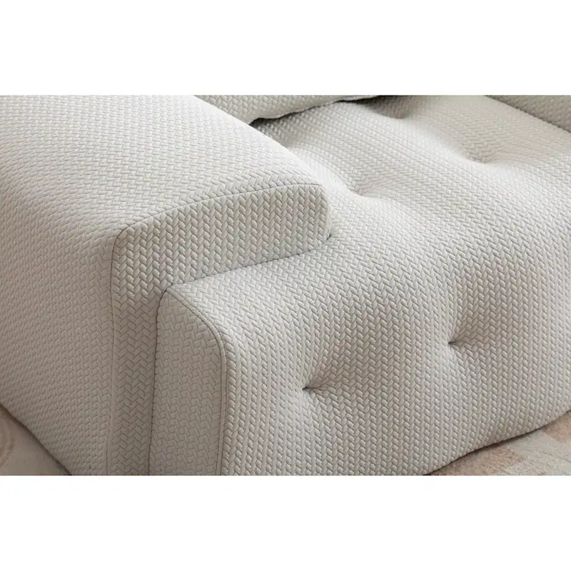 Beige Button-Tufted Accent Chair with High-Density Foam Cushion