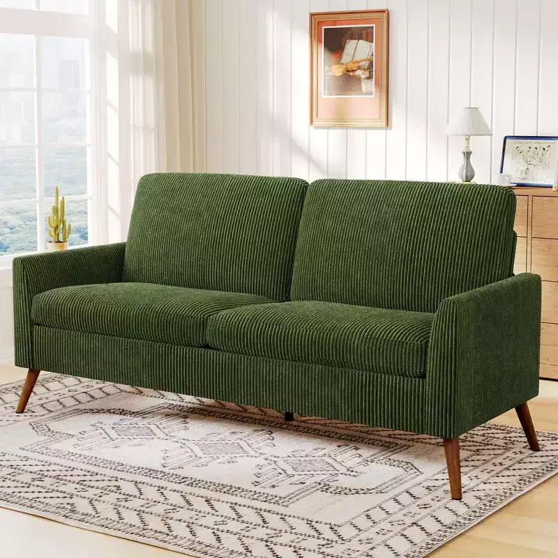 Dyonery Loveseat Sofa, Memory Foam Cushion with Tool-Free Setup, Mid-Century Modern Design for Small Spaces