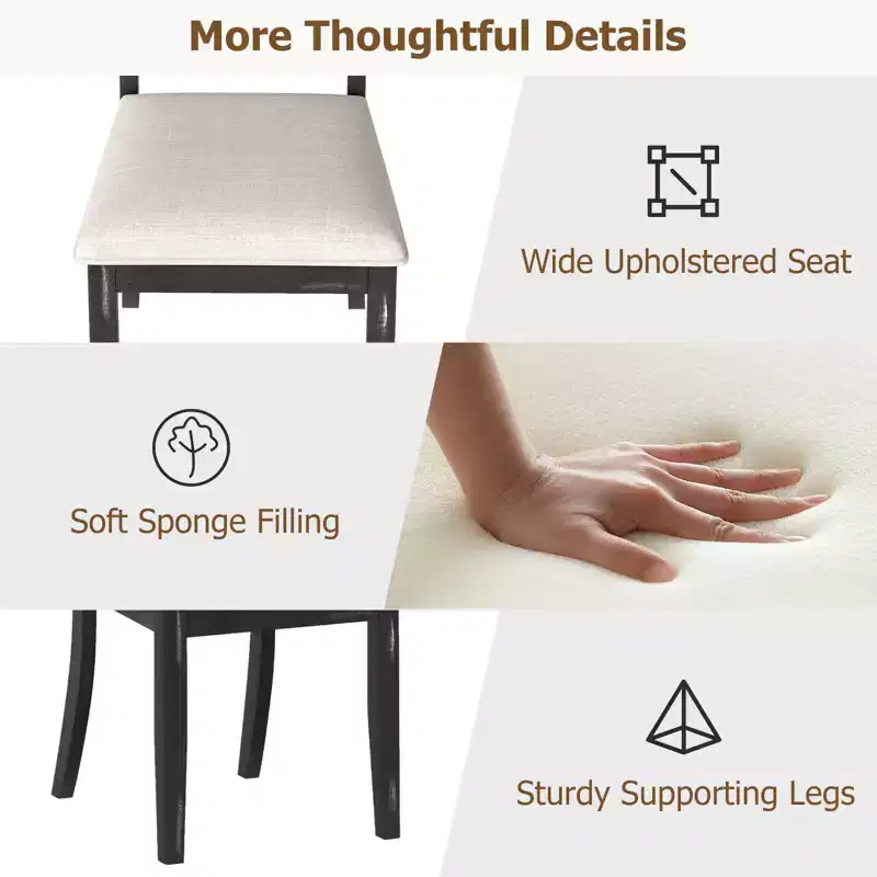 Costway 2/4 PCS Farmhouse Dining Chairs Modern Kitchen Chairs with Elegant Hollowed backrest
