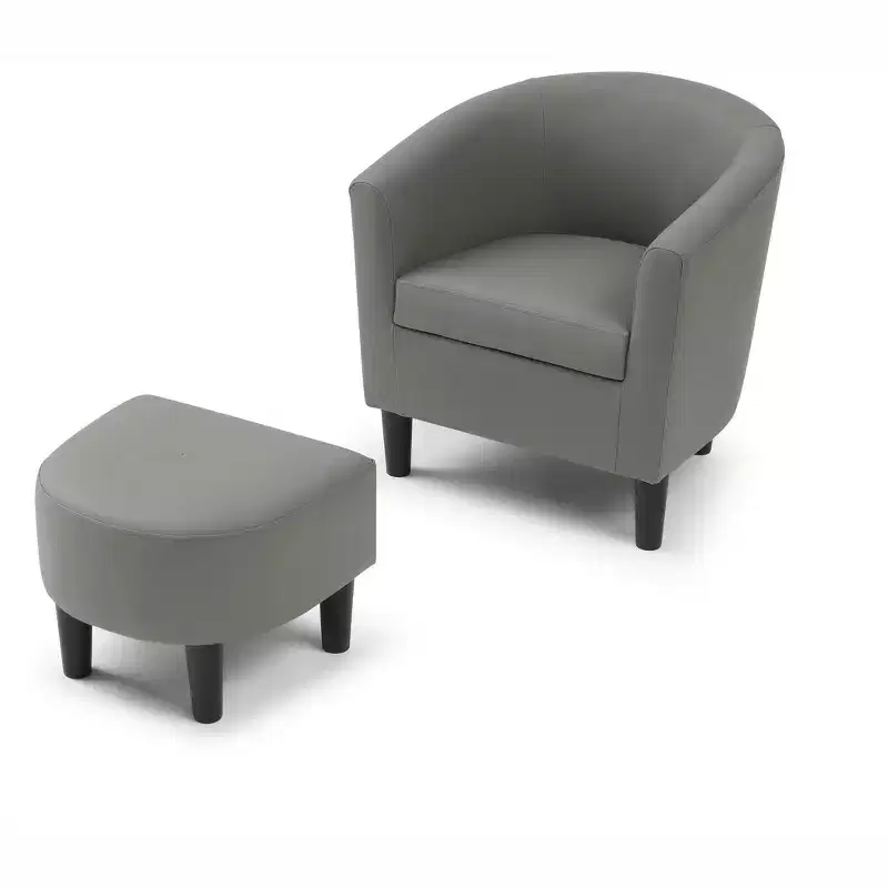 Passion Furniture Salem Faux Leather Accent Chair with Ottoman