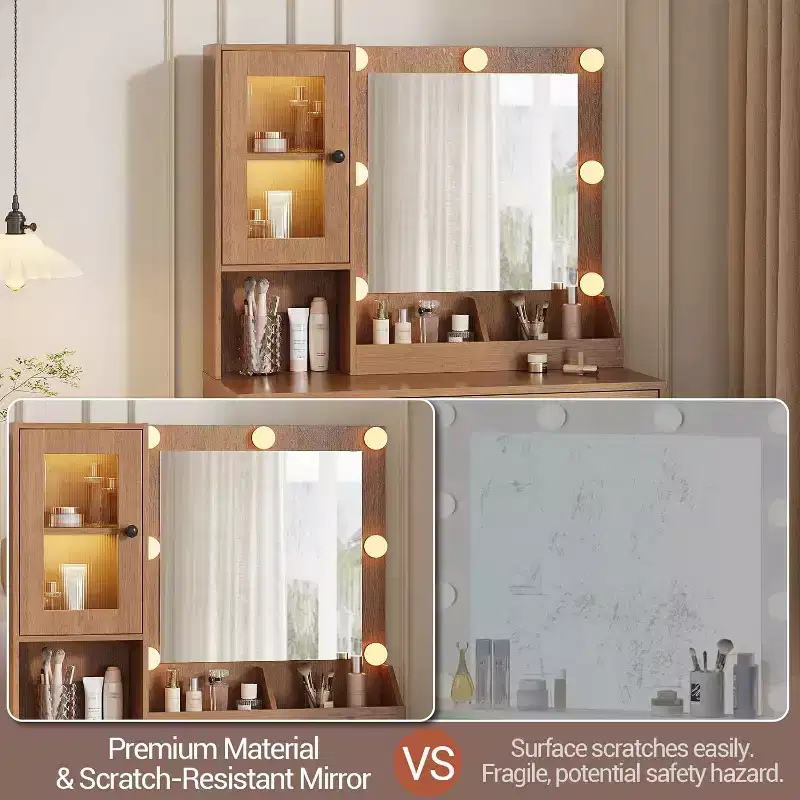Makeup Vanity Desk with Mirror & Adjustable LED Lights