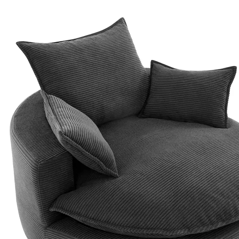 360 Swivel Barrel Chair with Dual-Layer Cushion Design