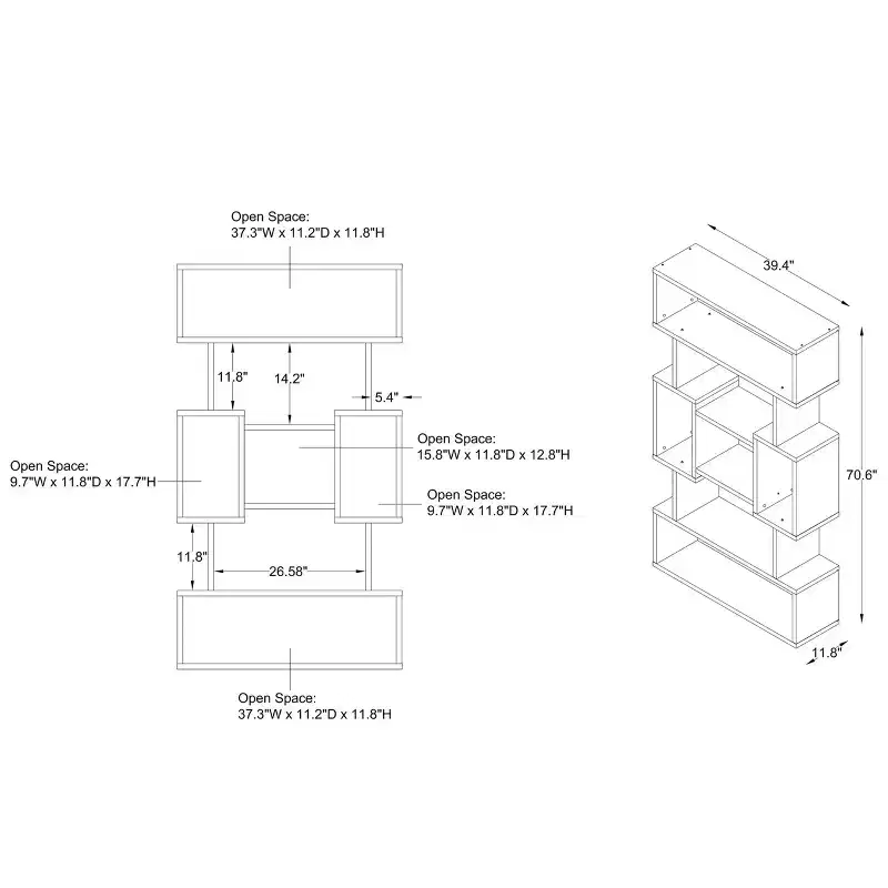 70 Gerron Multi Shelf Bookcase - miBasics