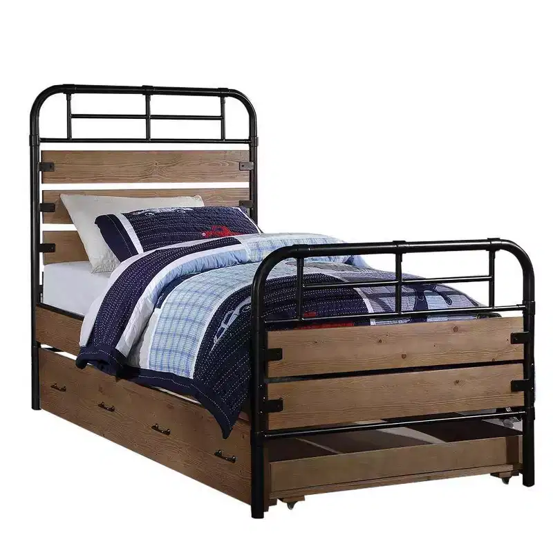 Acme Furniture Twin Adams Bed Antique Oak/Gunmetal