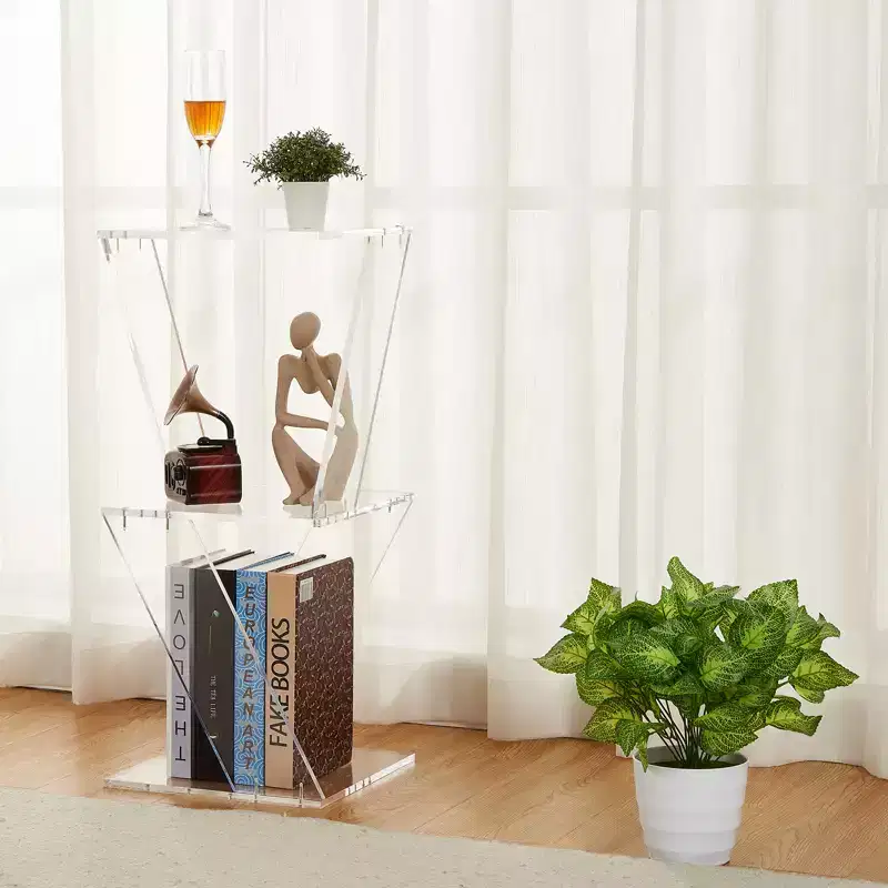 3-Tier Tree Design Acrylic Bookshelf,Clear Wall Mounted Bookcase,Multipurpose Bookcase for Living Room,Bathroom,Office Display Organizer