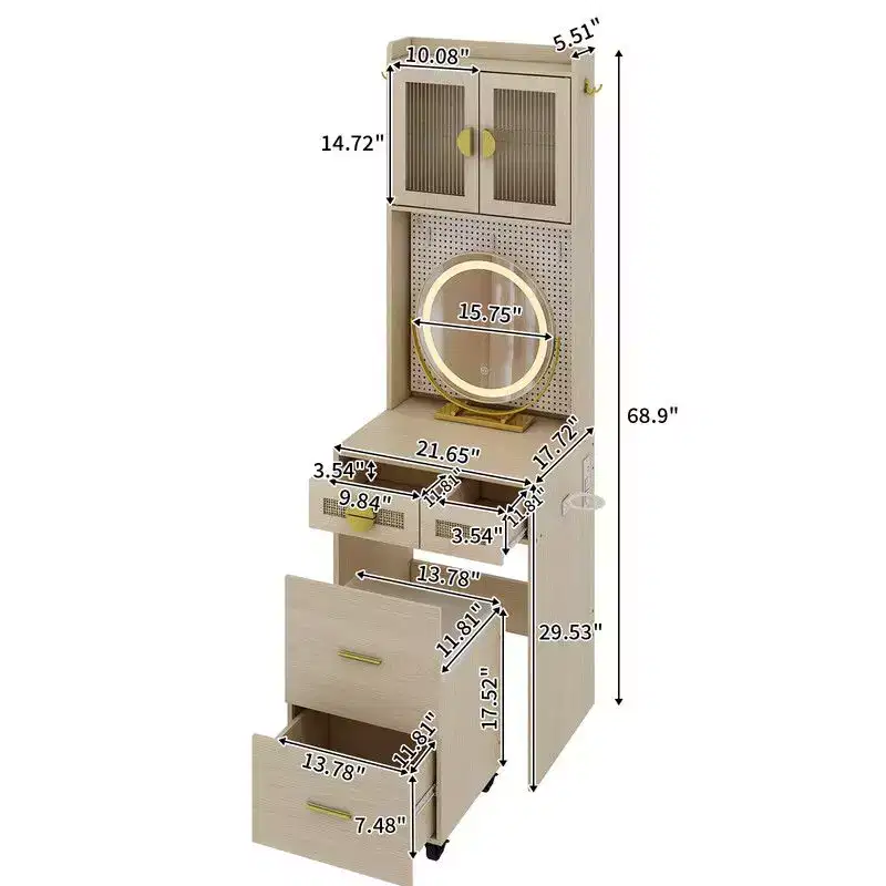 Karl Home Makeup Vanity Set with LED Lights and Power Outlets