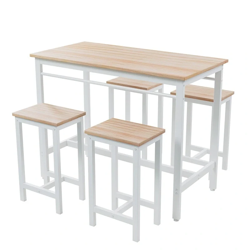 5-piece Modern Dining Table and Chair Set with Metal Frame