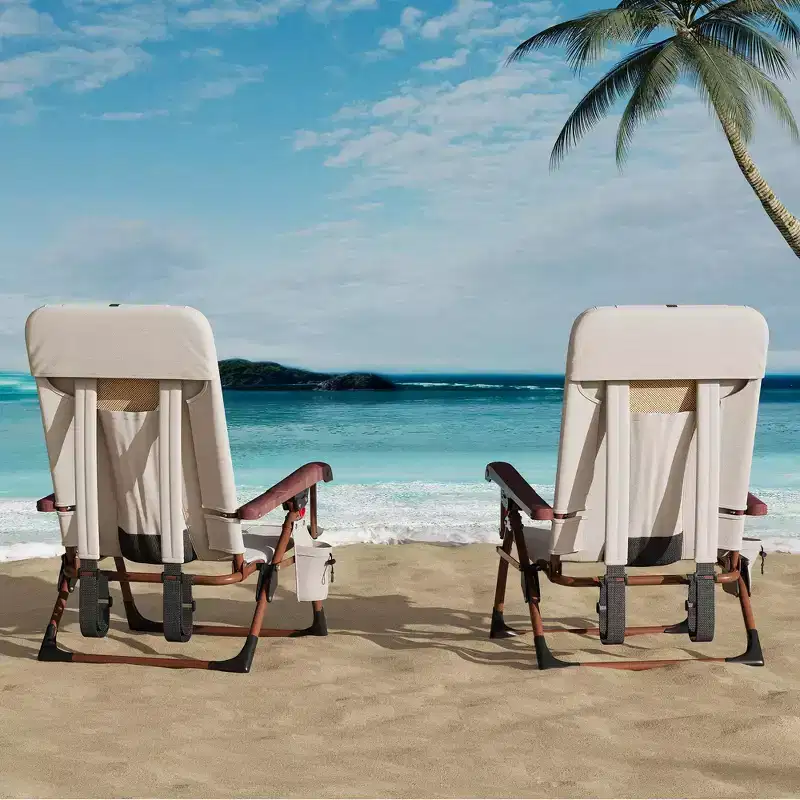 Portable Backpack Beach Chair for Adults-Folding Camping Chair with Storage Pouch & Cup Holder,Adjustable Lounge Chairs for Outdoor,Travel,Picnic