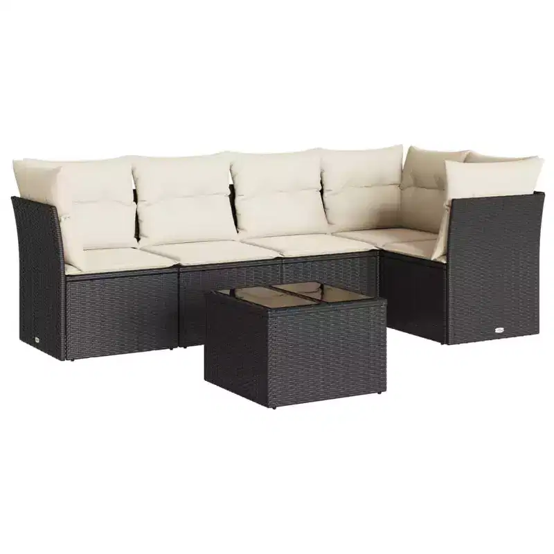 vidaXL 6 Piece Patio Sofa Set with Cushions Poly Rattan
