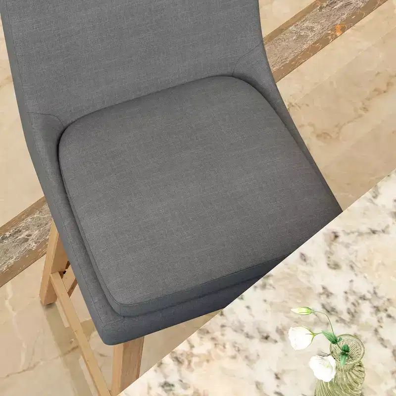 Blue Linen Swivel Counter Stool, Set of 2 (Metal Frame, Upholstered)