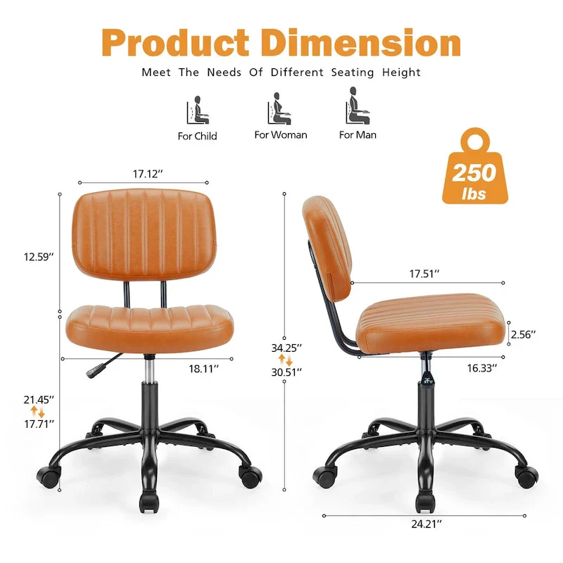 Low Back Task Chair Small Home Office Chair with Wheels