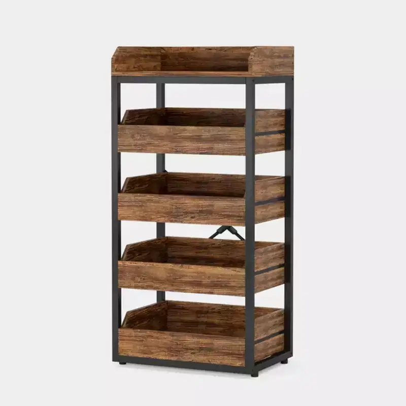 Rustic Wooden Wine Rack with 5 Shelves