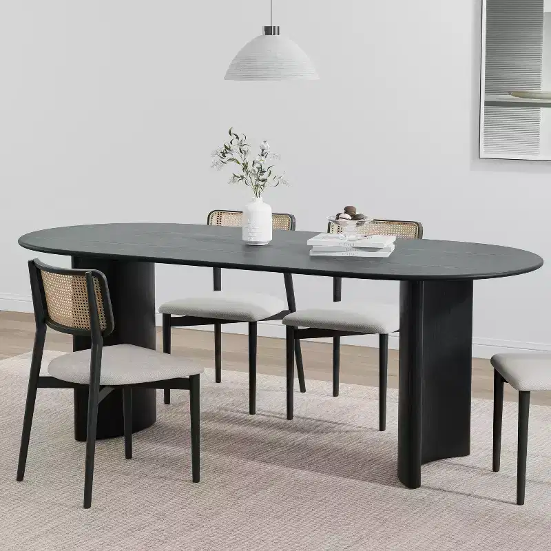 Dovelina Oval Dining Table Curved Leg Kitchen Table