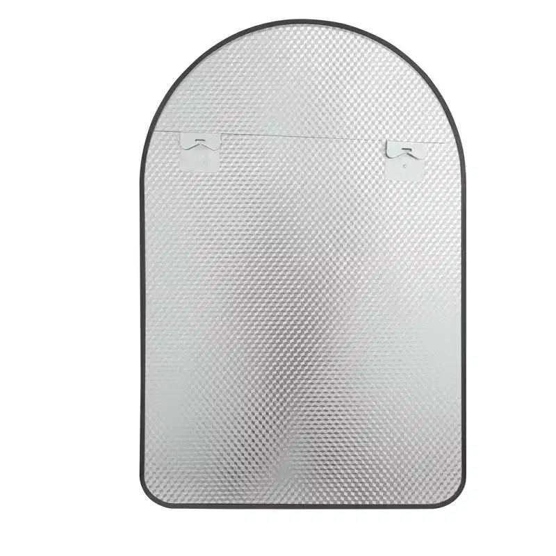 Aluminum Alloy Slim Round-Corner Arch Wall Mirror - Black Frame 91x61x4cm