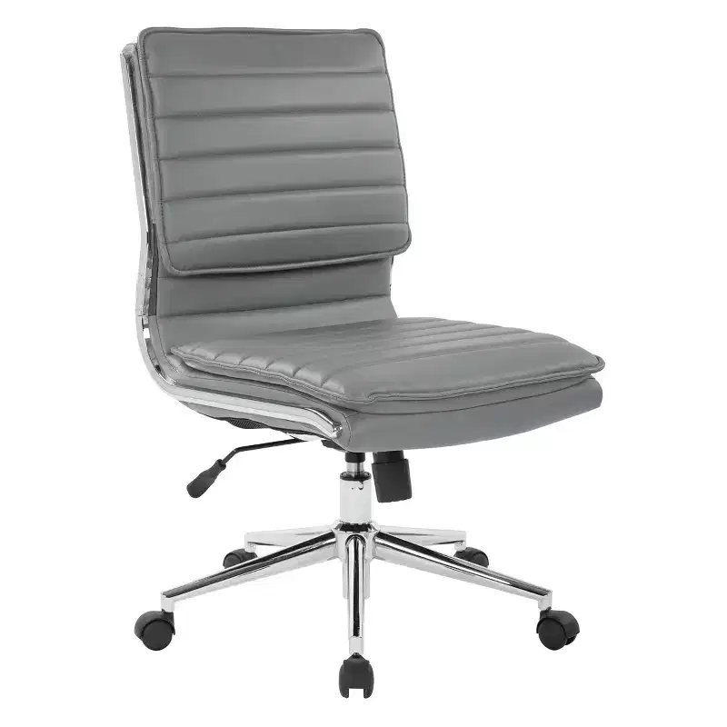 Armless Mid Back Manager's Faux Leather Chair with Chrome Base - OSP Designs