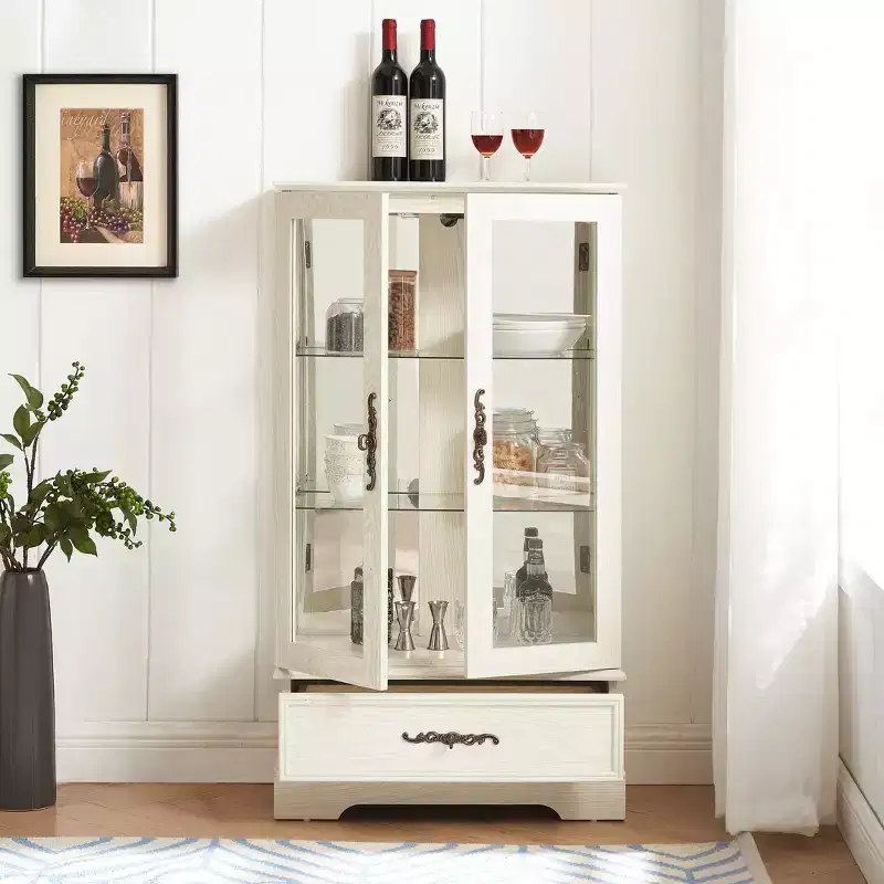 Wood & Glass Display Cabinet 47.44''H x 25.98''W x 11.81''D