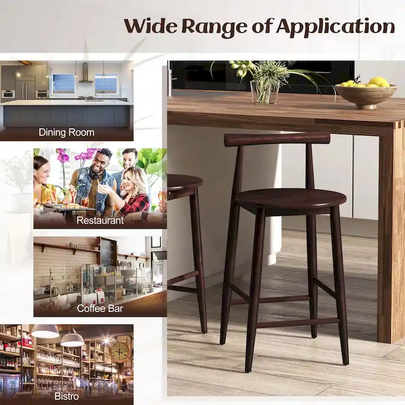 Wooden Bar Stools Set of 2/4 with Acacia Wood Legs