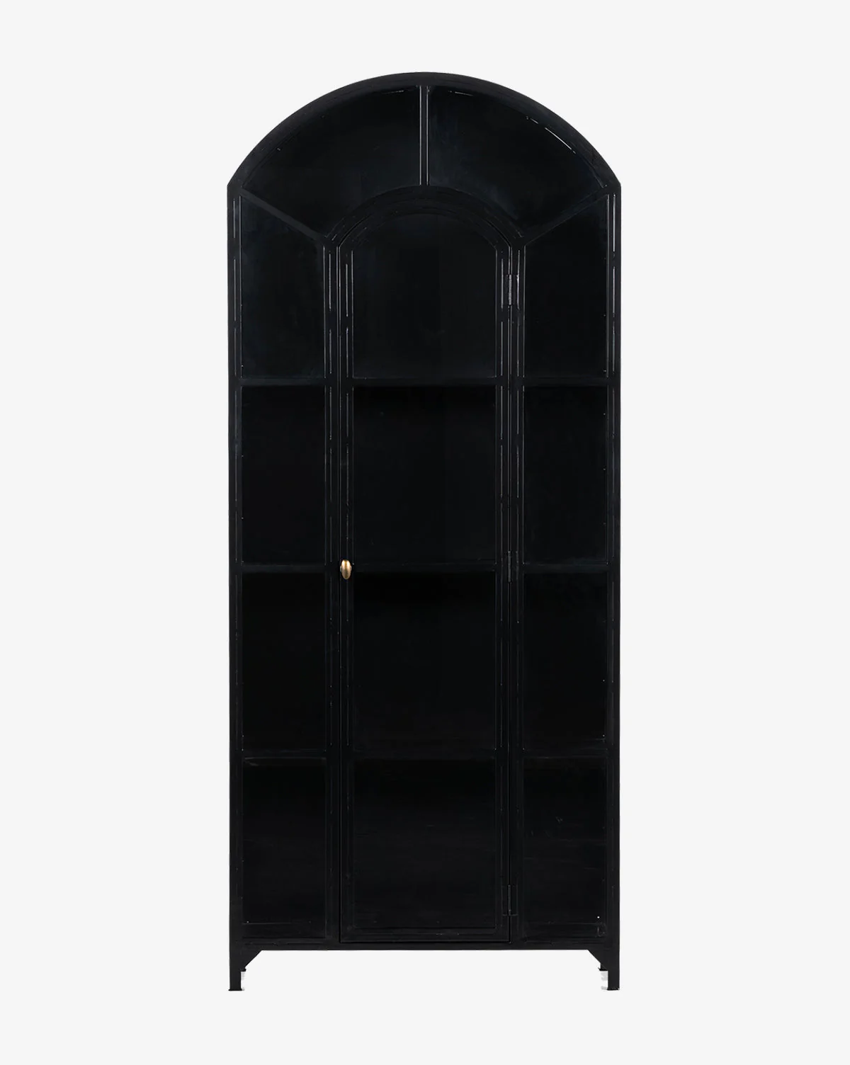 Modern Oak Cabinet with Arched Top & Glass Doors for Living Room