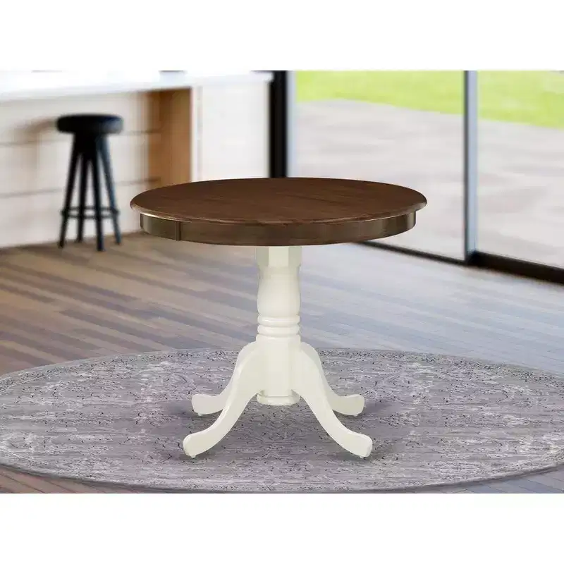 HomeStock Modern Round Table Table Top Surface and Asian Wood Dining Table Pedestal Legs