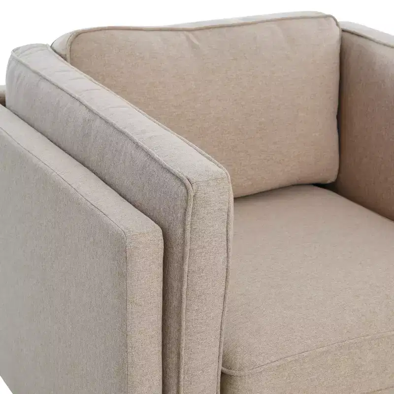 Modern Upholstered High Sided Arm Chair with Solid Wood Legs