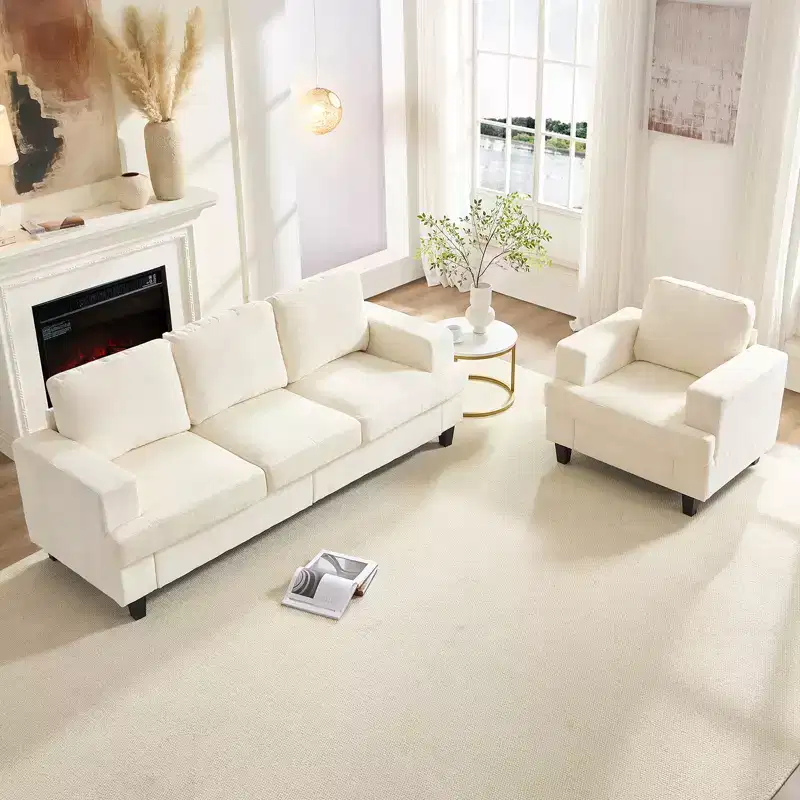 Mjkone 82Chenille 3-Seat Straight Sectional Sofa with 56''Armchair,2 Piece Living Room Sectional Sofa Furniture Sets
