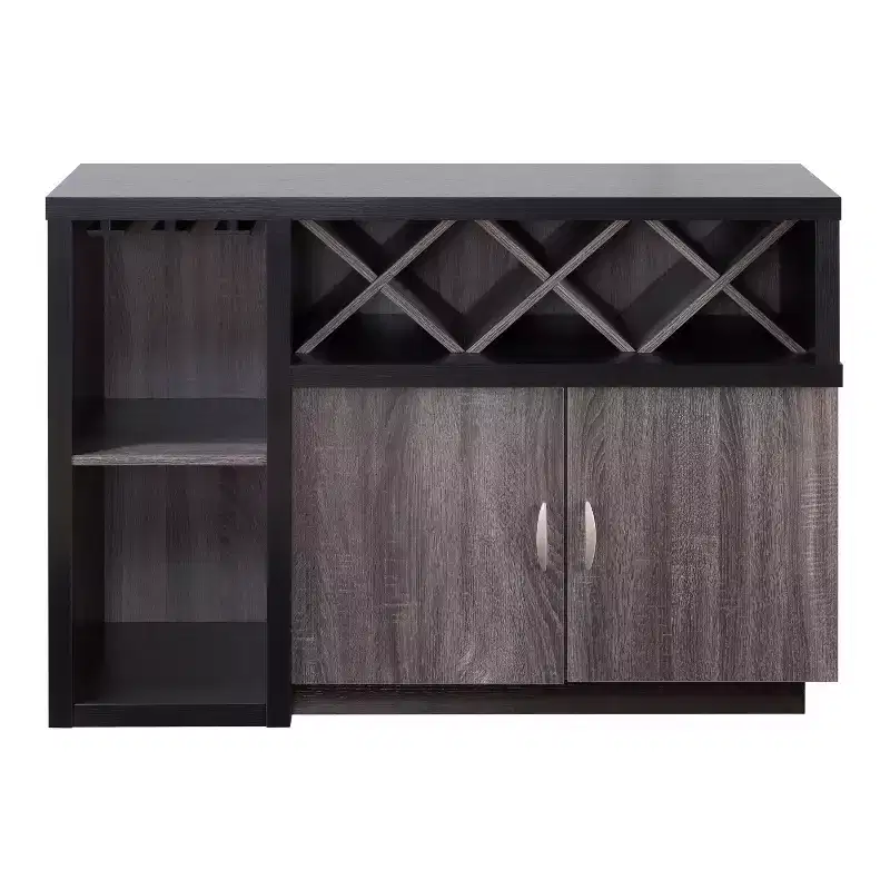 Alsco Buffet Server with Wine Rack Distressed Gray/ Light Oak - HOMES: Inside + Out
