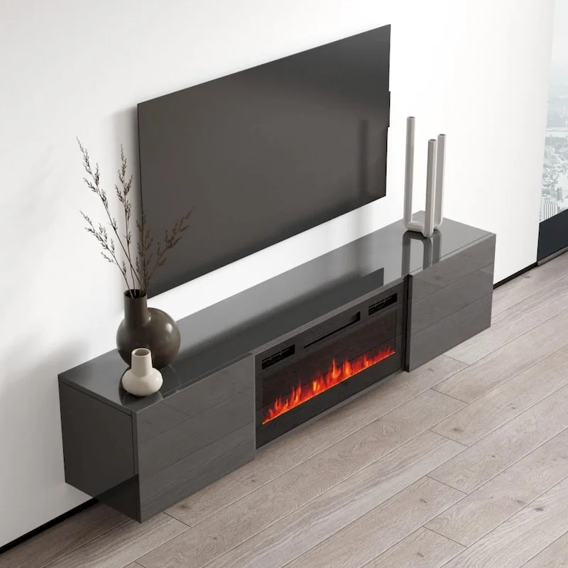 Cali EF Wall Mounted Electric Fireplace Modern 72 TV Stand
