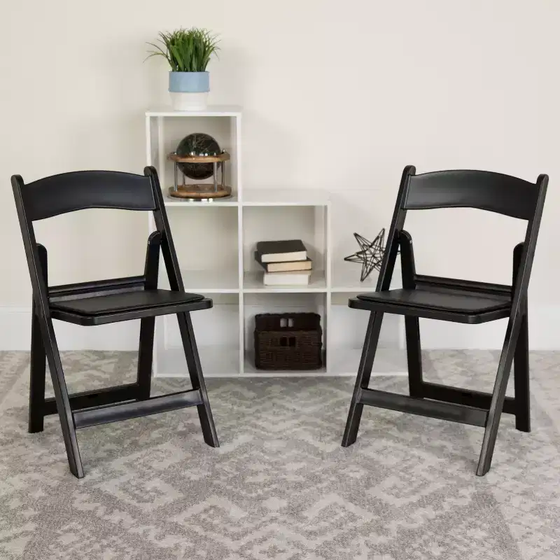 Emma and Oliver 2 Pack Wedding Party Event Resin Folding Chair with Vinyl Padded Seat
