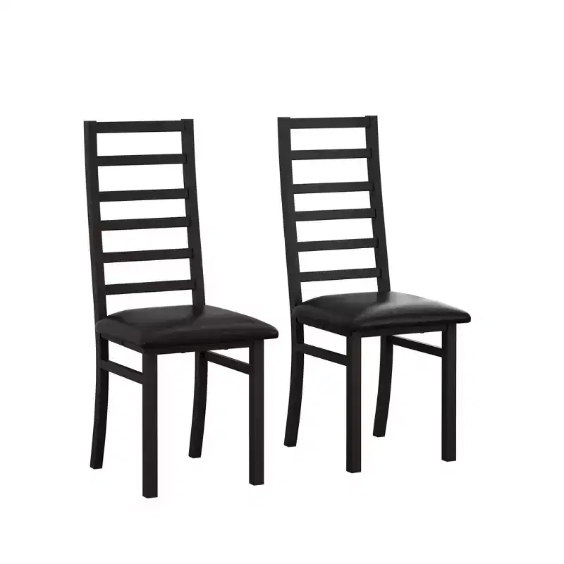 High Backrest PU Leather Dining Chairs Set of 2/4 with Steel Legs, Space-Saving Kitchen Chairs for Apartment