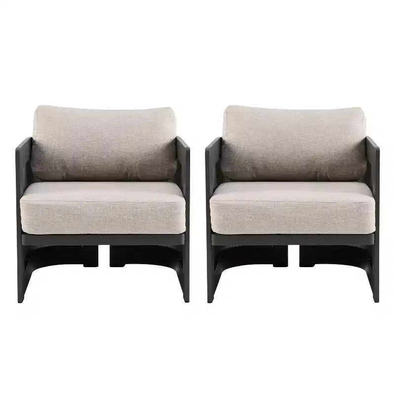 Christopher Knight Home Kamal Modern Patio Aluminum Olefin Upholstered Club Chairs with Cushion