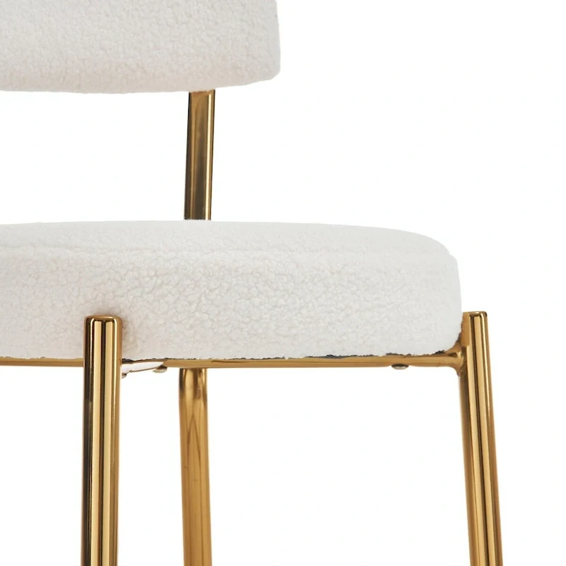 Set of 4 Modern Teddy Fabric Upholstered Bar Stools - Metal Base High Stools