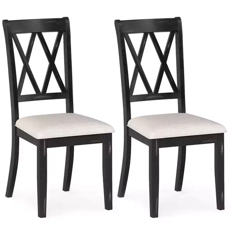 Costway 2/4 PCS Farmhouse Dining Chairs Modern Kitchen Chairs with Elegant Hollowed backrest