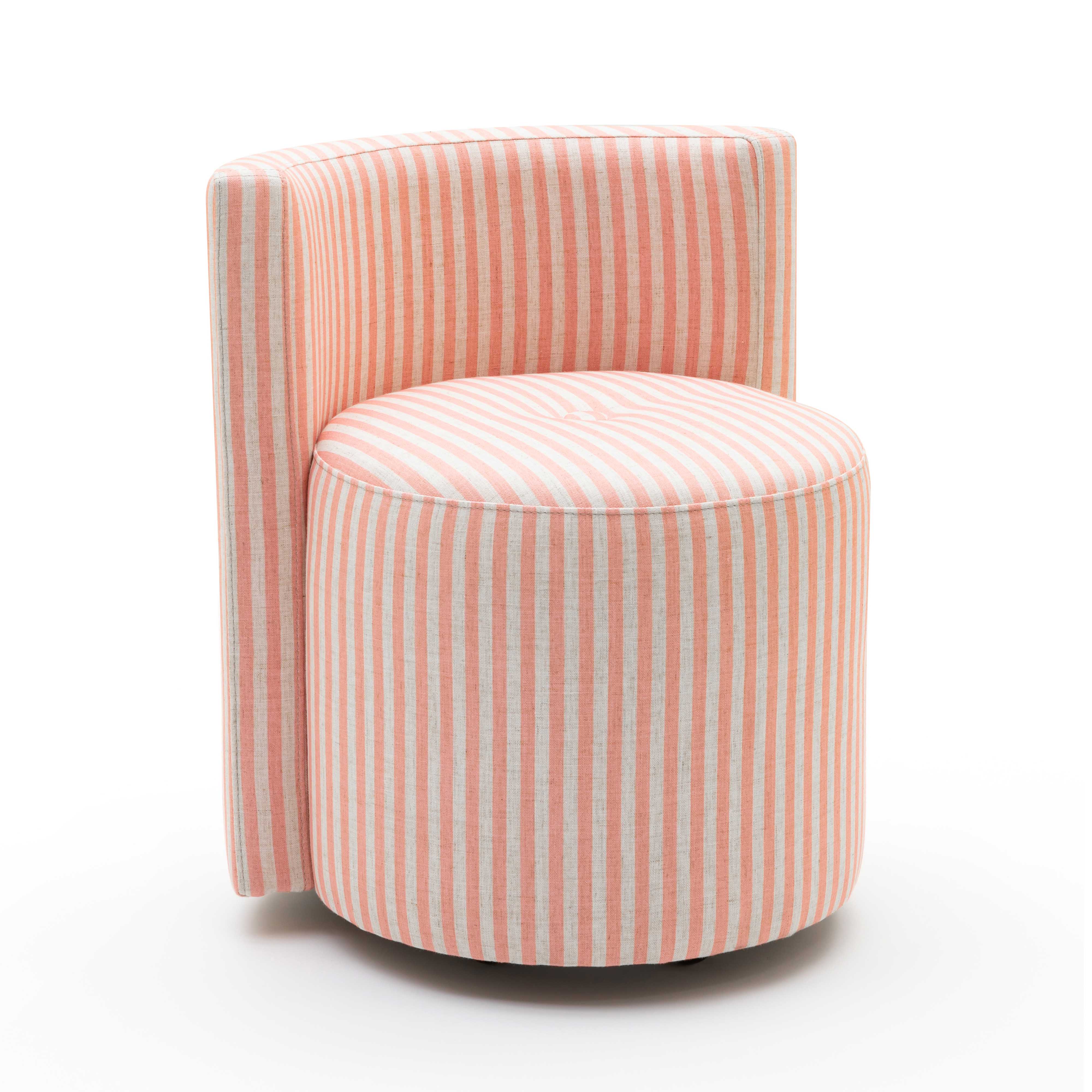 Striped Performance Linen Rolling Desk Chair