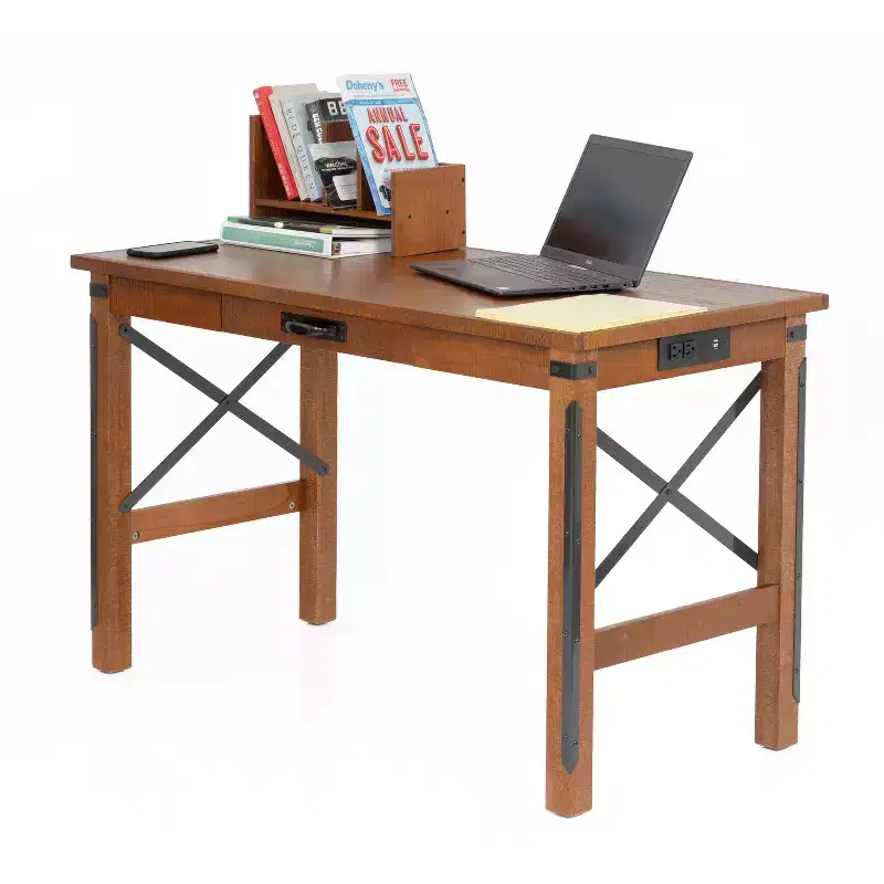 HomeStock 29 in.H Brown Color Wood Computer Desks with Open Storage Shelf