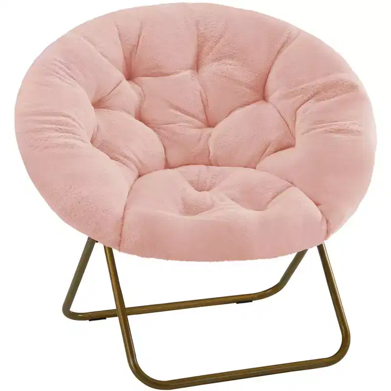 Adult Size Faux Fur Pouf Chair: White and Comfortable