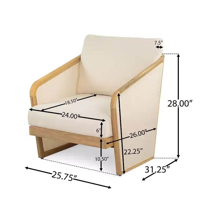 Christopher Knight Home Bendgn Patio Acacia Wood and Textilene Club Chair with Cushion, Teak/Beige